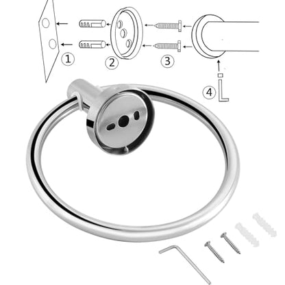 Chrome Bathroom Hardware Set, Towel Ring & Toilet Paper Holder, Stainless Steel SUS304, Hand Towel Hanger & Toilet Roll Holder, Sturdy Bathroom Accessories for Home or Kitchen - color: Chrome