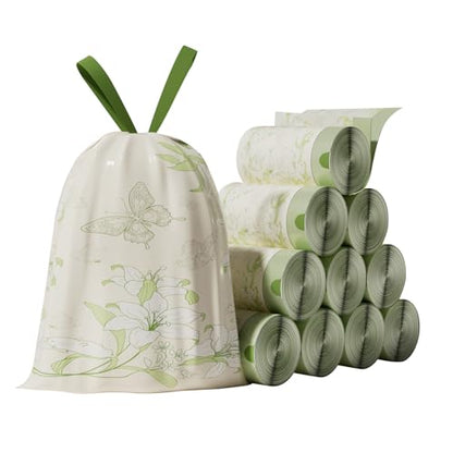 13 Gallon Trash Bags with Drawstring and Lily Printed, Leakproof and Odor Control Garbage Bags Tall Kitchen, Tear-Resistant Kitchen Trash Bags for Home, Portable Garbage Bags, 50 Count - style: Lily-13 Gallons