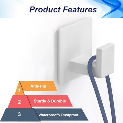 Adhesive Shower Hooks, Towel Hooks for Hanging Robe, Coat, Hat, Loofah, Heavy Duty Wall Hooks Stick on Bathroom, Kitchen and Office (2 Pack, White) - color: White, size: Adhesive "7" Shape -2 Pack