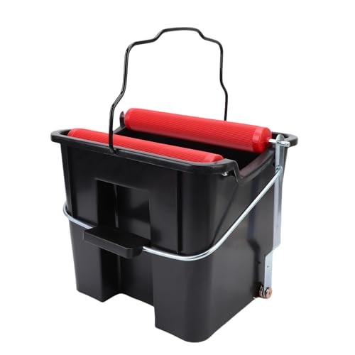 Alomejor Pedal Spin Mop Bucket, ABS and Metal Spin Mop Bucket System 14L Foot Press Wringer, Side Clamp Water Removal, Compact Floor Cleaning for Home Marine Boat