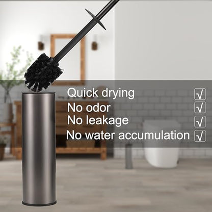 Toilet Brush and Holder Set Premium Material Toilet Bowl Cleaner Free Standing Toilet Bowl Brush and Holder 1pack Gun Grey - color: Gun Grey