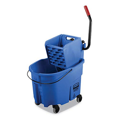 Rubbermaid FG758888BLUE WaveBrake 2.0 Bucket/Wringer Combos, Side-Press, 35 qt, Plastic, Blue (RCPFG758888BLUE)