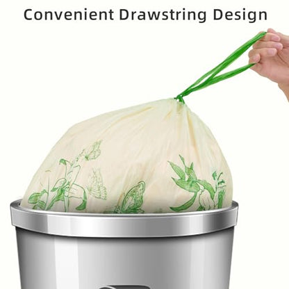 4 Gallon Trash Bags, Small Garbage Bags with Drawstring and Printed Lily Design, Tear-Free, Leakproof & Durable Small Trash Bags for Bathroom, Office, 50 Count - style: 4 Gallon Lily Trash Bags - 50 Counts