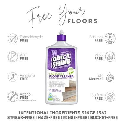 Quick Shine Hardwood Floor Cleaner 27oz| Use in Spray & Vac Mops| Removes Dirt & Scuff Marks| Ready-to-Use, Streak Free, No Rinse| Safer Choice Cleaner| Perfect for Gentle and Effective Cleaning - size: 27 Fl Oz (Pack of 1), style: 1 Bottle