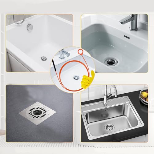 Drain Snake，Plumbing Drain Clog Remover, Gutter Cleaning Tools for Toilet Shower Kitchen Bathroom Tub, Clogged Drains Opener Cleaning Tool, Flexible Grabber Claw Pick Up Reacher (61 IN)