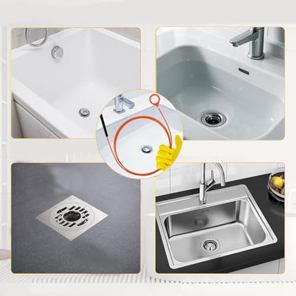 Drain Snake，Plumbing Drain Clog Remover, Gutter Cleaning Tools for Toilet Shower Kitchen Bathroom Tub, Clogged Drains Opener Cleaning Tool, Flexible Grabber Claw Pick Up Reacher (61 IN)