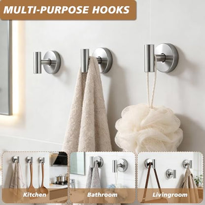 Suction Cup Hooks, Removable Shower Hooks, Chrome, 2-Pack | No Wall Damage | Strong Hold on Tile, Glass & Mirrors | Kitchen & Bathroom Use | Perfect for Towels, Loofahs, Robes & Coats - style: Chrome