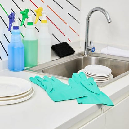 Restaurantware Green Cleaning Gloves 10 Pairs 15 Mil Thick Extra Large Heavy-Duty Nitrile Gloves With Long Cuff No-Latex Flock Lining For Use In Hospitals, Commercial Kitchens and Households - color: Green, size: 10/Extra large