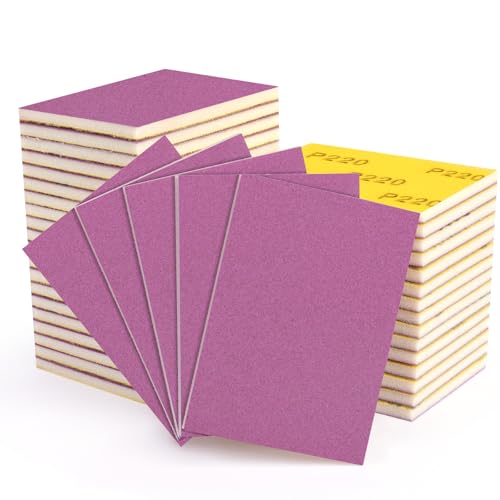 20 Pcs 3 x 4 Inch Sanding Sponge Set, 220 Grit Abrasive Sanding Sponges Pads Soft Foam Hand Sander Block Wet Dry Purple Ceramic Sand Sandpaper for Wood Metal Drywall Furniture Paint Polishing - size: 20pcs 220 Grit, style: Ceramic Sand