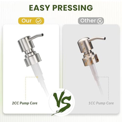 AmazerBath Soap Dispenser, 2 Pack Glass Soap Dispenser with Pump Stainless Steel, 17 Oz Hand Soap Bottles Bathroom Kitchen, Clear - color: Brushed Stainless Steel