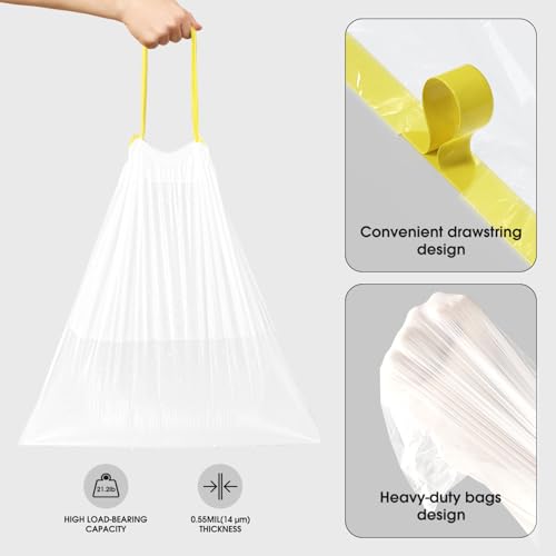 CEROELDA 1.6 Gallon Small Trash Bags, 60 Count Mini Drawstring Garbage Bags Unscented fit 4.5-8 Liter, 1.2-2 Gallon Thick Plastic Wastebasket Liners for Bathroom Bedroom Office Toilet - size: 60 Count