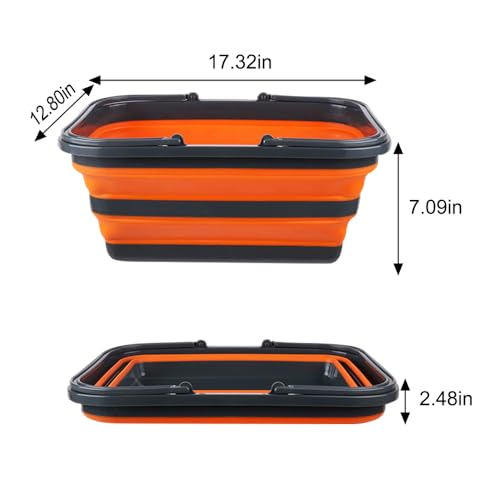 Monozuki Collapsible Sink 4.8Gal/18.1L, Heavy Duty Foldable Basin with Handles for Camping, Car Wash, Kitchen – Also Use as Storage Basket for Home, Garage, RV(Blue) - color: Blue(4.8 Gal/18.1l)