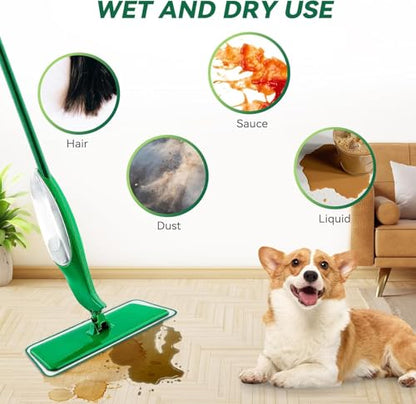 Mop Head Replacement for Libman Freedom Spray Mop - Washable Reusable Wet & Dry Cleaning - Microfiber Spray Mop Pads Refill for Multi-Surface Floor -12 Pack (Green） - color: Green 12 Pack - Better Cleaning