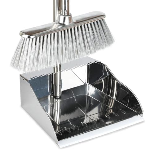 Indoor Soft Bristles Broom and Dustpan Angle Sweeping Dustpan and Broom with Long Handle for Kitchen Hardwood Floor Cleaning