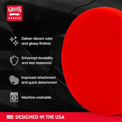 Griot's Garage 6.5” Red Foam Waxing Pads for Car Detailing, Polishing and Buffing Pads for Use with Waxes and Sealants, 10624, Set of 2 - style: 6.5" Pads (Set of 2)