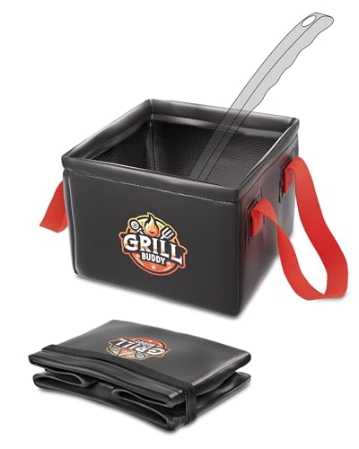 BS-VOG Grill Brush Dunk Tank, Collapsible Water Bucket with Sturdy Handles for Grill Brush Bristle Free, Stable Square Water Basin for BBQ Steam Cleaning (Only Soak Basin No Grill Brush)
