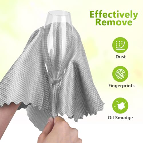 HOMEXCEL Grey Microfiber Glass Cleaning Cloths-6PK, 16"x14" Lint Free Window Cleaning Cloth, Glasses, Mirrors, Screens, Stainless Steel, Premium Microfiber Wipes for Cleaning, Glass and Window Cleaner - color: Grey