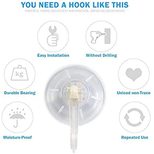 1st Choice 6 Pack Clear Plastic Suction Cup Hooks, Ultra Heavy Duty, Strong Power Lock, Vacuum Traceless, Smooth Waterproof Oil-Proof Wall Shower Kitchen Window Bathroom Holder - size: 6 Pieces