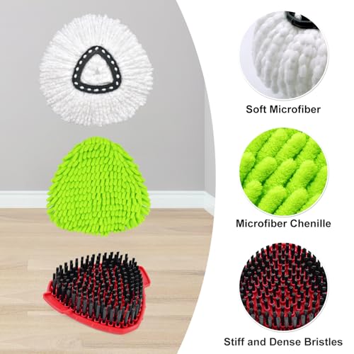 Mop Replace Heads for O Cedar Easywring 1 Tank Spin Mop Heads Replacement for Ocedar Mops Refill Sets Include 4 Pack Mopping Refills, 1 Pack Scrubber Brush & 1 Disc Base to Dry and Wet Floor Cleaning - size: for Ocedar 1 Tank