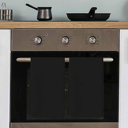 Black Kitchen Towels, Absorbent Microfiber Hand Towels for Kitchen Bathroom Bar Decorative Solid Ultra Soft Resuable Cleaning Cloths Washable Fast Drying - size: 18" x 28"