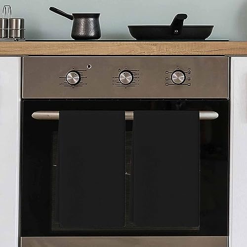 Black Kitchen Towel Set of 3, Absorbent Microfiber Hand Towels for Kitchen Bathroom Bar Decorative Solid Ultra Soft Resuable Cleaning Cloths Washable Fast Drying - size: 3PCS-18" x 28"