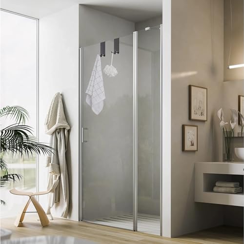 Shower Door Hooks - Towel Hooks for Bathroom Frameless Glass, Squeegee Hook, Over Glass Hook - Black Stainless Steel 2 Pack