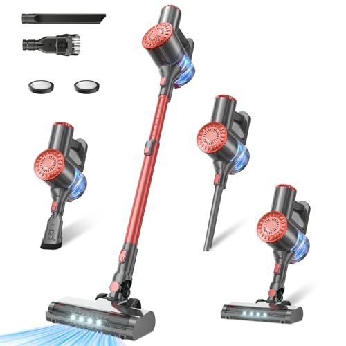 Tipdiy Cordless Vacuum Cleaner with Self-Standing, [Optimized Noise Reduction] 40KPA 8-in-1 Lightweight Rechargeable Stick Vacuum, 7-Layer Filtration,Ideal for Carpet, Pet Hair, Hardwood Floors