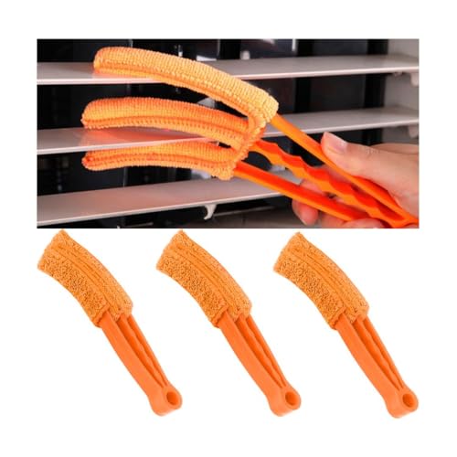 3PCS Mini Duster for Car Air Vent, Automotive Air Conditioner Cleaner and Brush, Vehicle Blind Dust Cleaning Tool for Keyboard, Window, Shutter, Universal for SUV, Truck, RV（Orange） - color: Orange