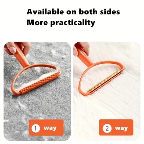 2 Pack Pet Hair Remover Tool – Reusable Lint Cleaner for Clothes, Furniture, Carpets – Fuzz Remover for Dog & Cat Hair – Durable & Portable Lint Scraper in Orange and Blue for Home & Travel
