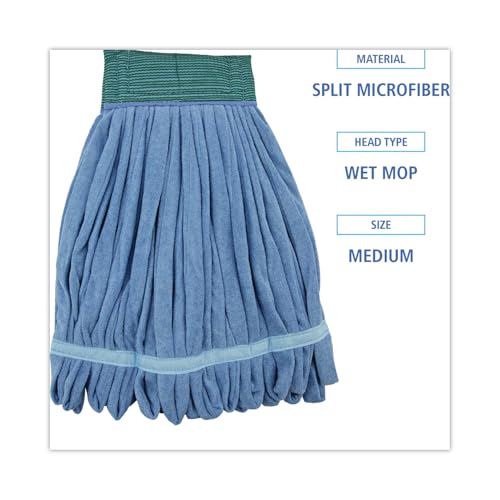 Boardwalk BWKMWTMBCT Microfiber Looped-End Wet Mop Heads, Medium, Blue (Carton of 12) - color: Blue