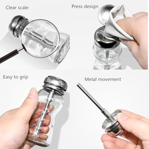 4 Oz/ 120ml Glass Push Down Pump Dispenser Bottle With Cap Push Down Glass Empty Pump Dispenser for Alcohol Makeup Clear Refillable Bottle Hand Pumping Press Container (120ml) - color: Clear - 120ml - Round - 1pcs