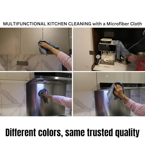 Multipurpose Microfiber Cleaning Cloth 40x40 cm – Ultra Absorbent Reusable Cleaning Rag for Kitchen, Car, Office & Household Use (Set of 4 in Dark Grey)