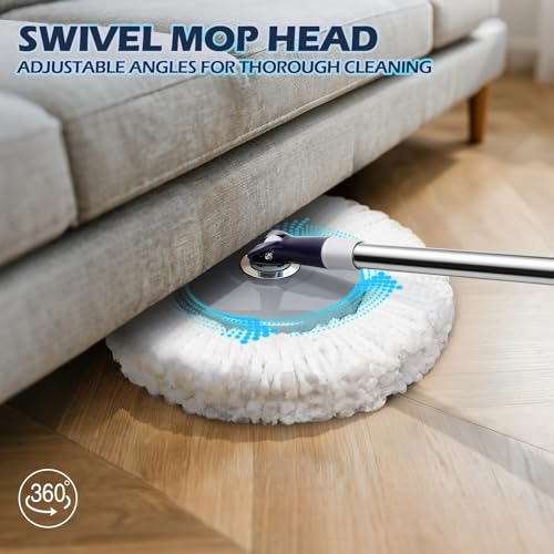 Spin Mop and Bucket Set,Masthome EasyWring Microfiber Spin Mop with 3 Mop Pads,Pedal Spinning Mops and Bucket with Wringer Set for Floor Cleaning - Home & Office Suitable - color: Dark Blue