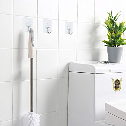 FOTYRIG Clear Adhesive Hooks 180° Rotatable Transparent Sticky Hooks, Heavy Duty 15lbs Waterproof No Drill Wall Hooks for Bathroom Kitchen Hanging Towels Keys-20 Packs - color: 20 Wall Hooks