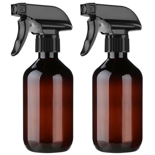 Arkeiliy 2-Pack Leakproof Spray Bottles (300ml/10oz) - Adjustable Nozzle for Fine Mist & Jet Stream | Premium Refillable Plastic Bottles for Hair Styling, Plant Misting, Cleaning Solutions (Brown) - color: Brown