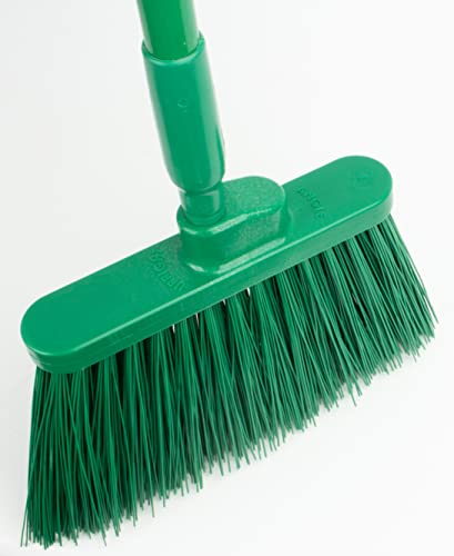 SPARTA 41083EC09 Plastic Color Coded Broom, Unflagged Bristles, Long Broom With Angled Head For Small Debris Cleaning, 56 Inches, Green - color: Green