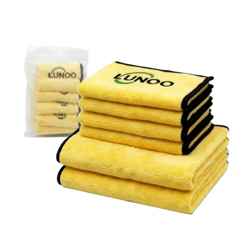 Microfiber Car Wash Towel Set (Pack of 6), 2X 11.8"x15.7" + 4X 11.8"x11.8", Ultra Soft Lint-Free Absorbent Drying Cloth for Auto Detailing, Scratch-Free & Quick Dry