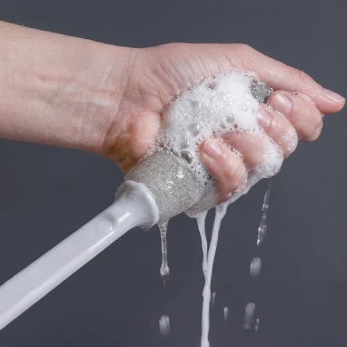 Long Handle Sponge Bottle Brush, 12” Long Wand, 2-Pack, Foam Sponge on a Stick for Cleaning Cups, Glassware, Water Bottles, Tumblers, Mugs, Carafe, Dishes, Baby Bottles, Decanter
