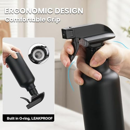 Spray Bottles Plastic Spray Bottle for Hair Mist/Stream Heavy Duty Empty Spray Bottles for Cleaning Solutions, Plants, Cooking (16.9oz-Black) - color: 16.9oz-Black