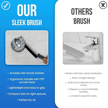 Crevice Cleaning Brush, Multifunctional Gap Cleaning Brush Tools with Hard Nylon Bristles, Ideal for Bathroom, Kitchen, Sink, Window, Black 5Pack