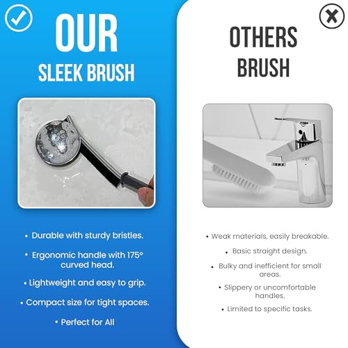 Crevice Cleaning Brush, Multifunctional Gap Cleaning Brush Tools with Hard Nylon Bristles, Ideal for Bathroom, Kitchen, Sink, Window, Black 8Pack