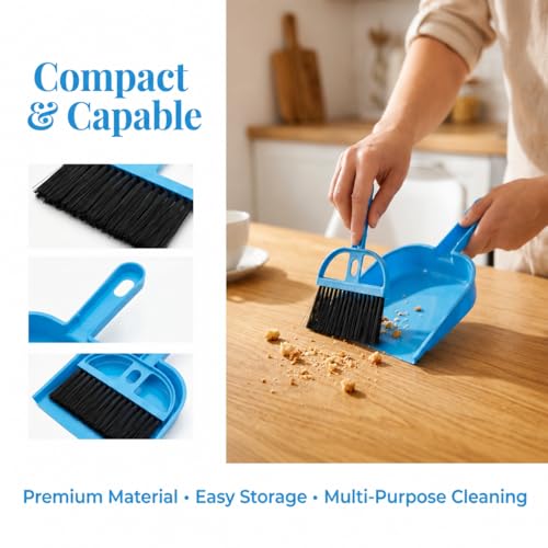 TOPZEA 6 Pack Mini Dust Pan and Brush Set, Mini Hand Broom Dustpan Set Hand Whisk for Table, Desk, Countertop, Keyboard, Cat, Dog and Other Pets