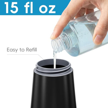 BYUNER Soap Dispenser for Bathroom & Kitchen, 15 fl oz Refillable Soap Dispenser, Brushed Black Metal Look Countertop Soap Dispenser, Rust-Free Hand Soap & Dish Soap Dispenser - color: Black, size: Liquid