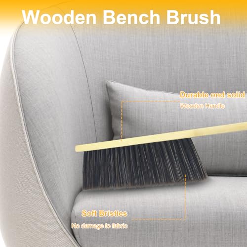 2 Pcs Hand Broom Brush, Wooden Handle Soft Bristle Cleaning Dust Brush，for Furniture, Bed, Car, Bench, Crevice Cleans, Sofa, Fireplace, Clothes (Straight Handle) - color: 2 Straight Handle Khaki