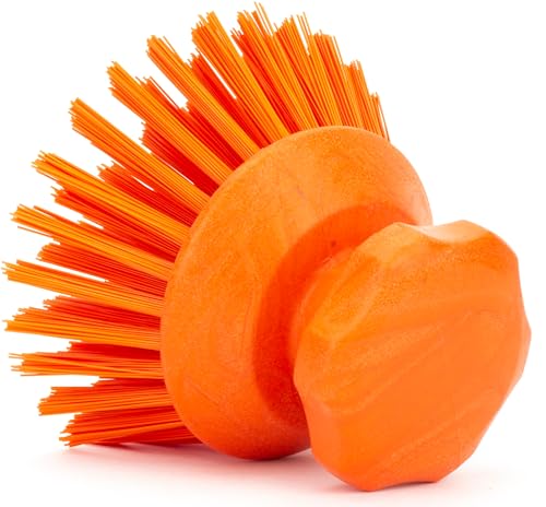 SPARTA 42395EC24 Plastic Scrubber Brush, Round Brush, Dish Scrub Brush With Color Coded For Cleaning, Kitchen, Bathroom, Bathtub, Dishes, Sink, 5 X 5 X 4 Inches, Orange