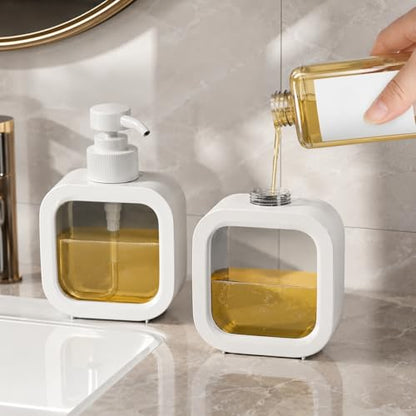 Manual Pump Dispenser Bottle 300ml, Decorative Refillable Soap Lotion Dispenser for Kitchen Bathroom Sink, Travel Portable Leak Proof Container for Dish Soap Shampoo