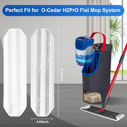 Aifacay Mop Replacement Pads for Ocedar H2prO Flat Mop System, 2 Pack Microfiber Mop Heads Replacements for O-Cedar H2pro Flat Mop, High-Friction PP Fibers Added Washable Mop Refills - color: Flat Mop Pads-2 Pack