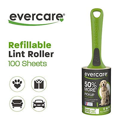 Evercare All Purpose Pet Hair Lint Roller,100 Sheets – Reusable Sticky Roller for Pet Hair,Cat & Dog-Hair Remover,Lint Remover,Pet-Hair-Remover for Furniture,Clothing & Cars,(Pack of 6) - size: 100 Sheets (Pack of 6)