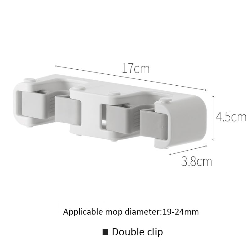 Broom Holder Wall Mount Mop and Command Broom Hanger Organizer Wall Mount Self Adhesive (Double clip) - size: 1 Double clip