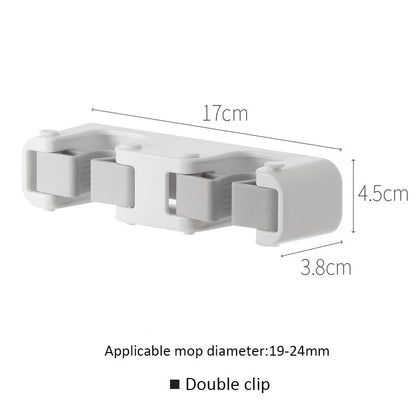Broom Holder Wall Mount Mop and Command Broom Hanger Organizer Wall Mount Self Adhesive (Double clip) - size: 1 Double clip